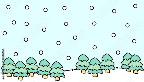 christmas tree on snow, lan...