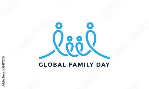 Line simple  global family day logo icon vector modern design