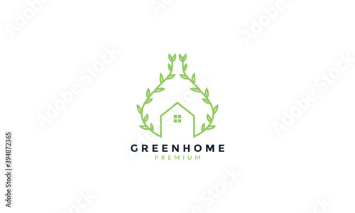 green vines plant with home house gardening logo vector icon illustration design