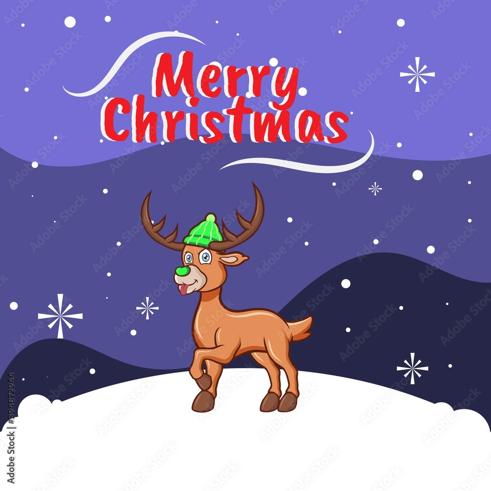 Christmas reindeer character for design needs with a winter theme like a logo girft card or greeting card and etc Christmas reindeer character for design needs with a winter theme like a logo girft card or greeting card and etc