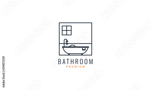 bathtub bathroom simple line logo vector icon illustration design