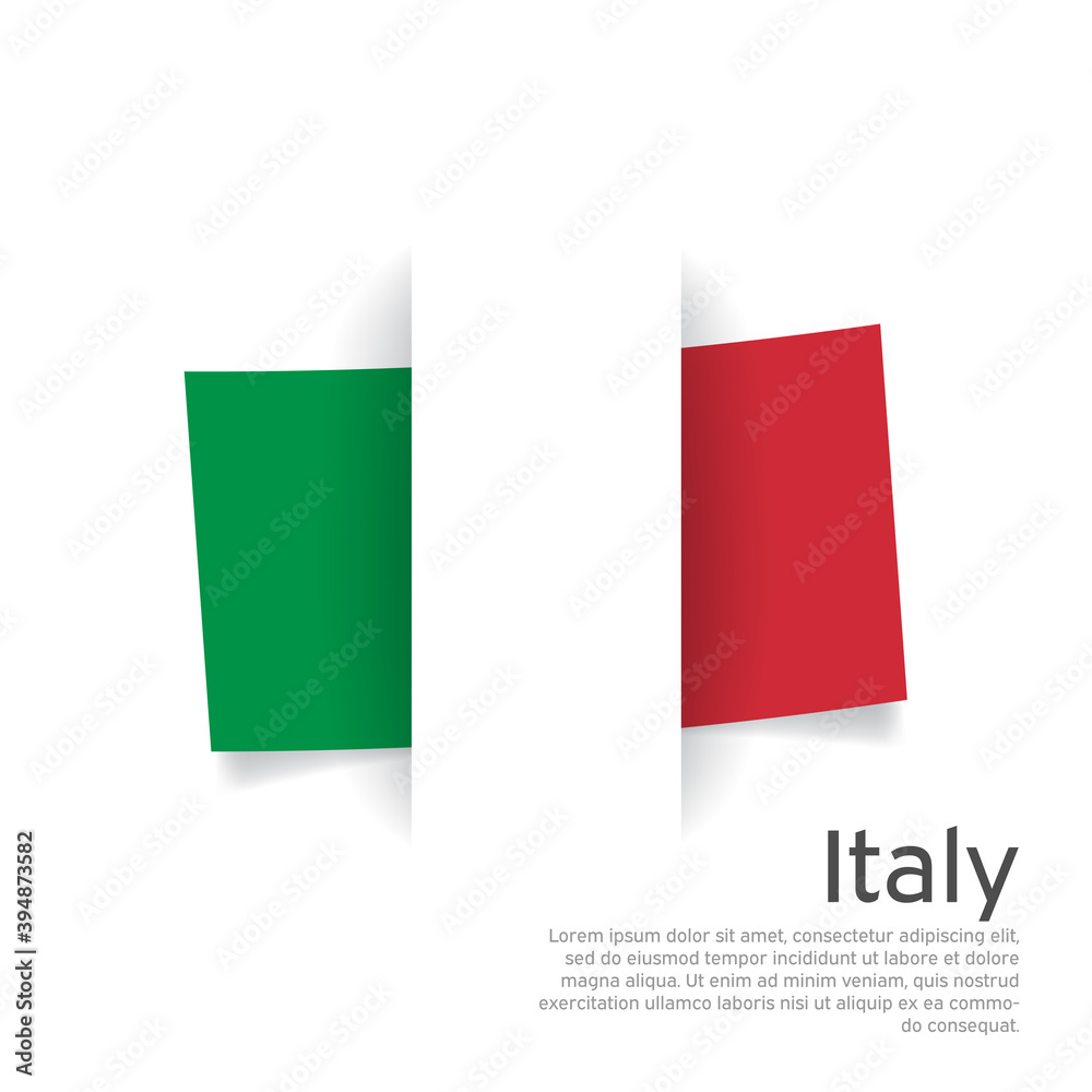 Fototapeta premium Italy flag in paper cut style. Creative background in Italy flag colors for holiday card design. National Poster. State Italian patriotic cover, business booklet, flyer. Vector design