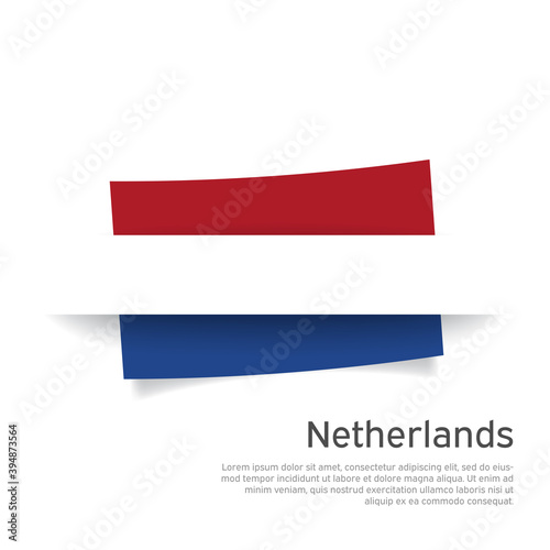 Netherlands flag in paper cut style. Creative background for patriotic holiday card design. National Poster. Cover  banner in state colors of the Netherlands. Vector tricolor design