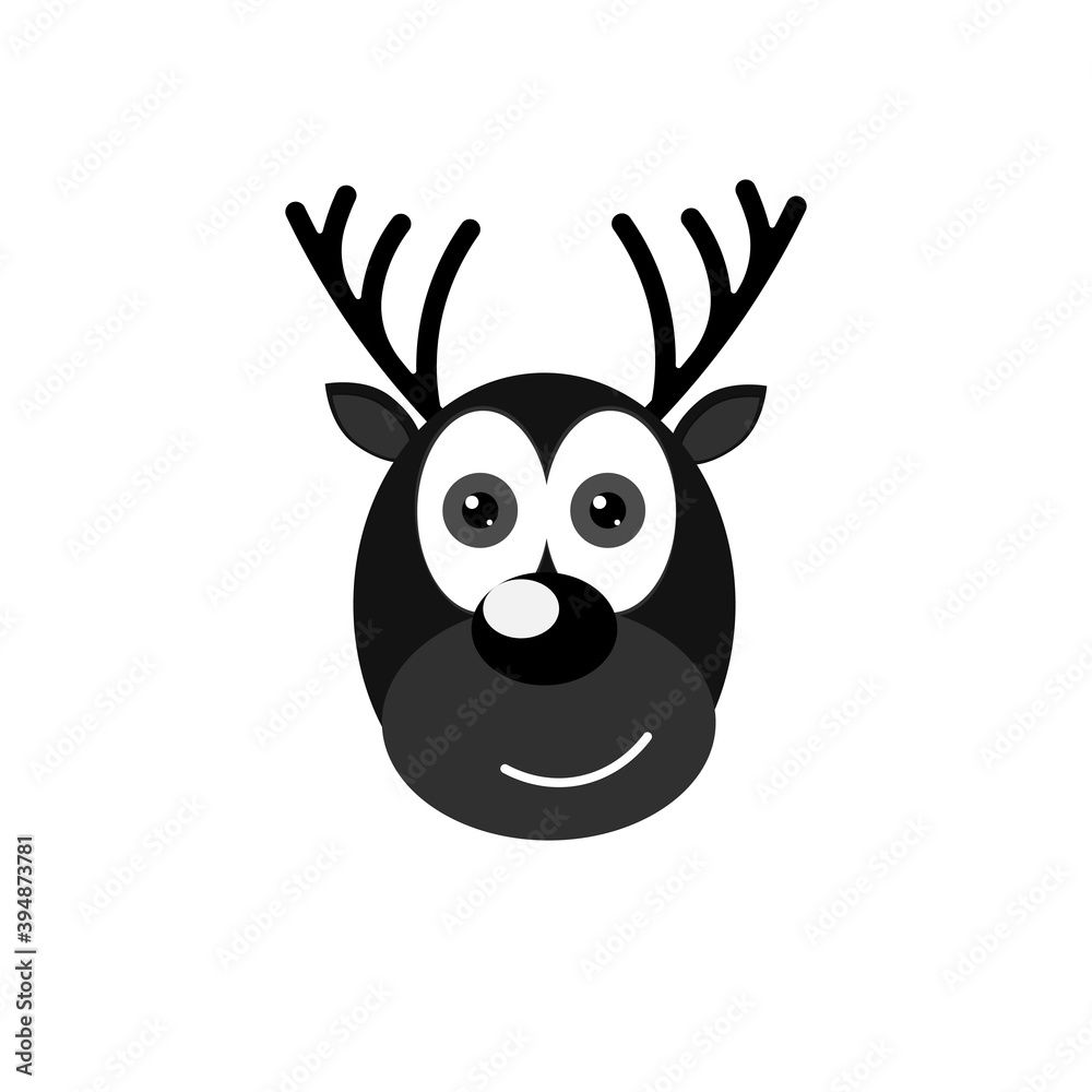 Rudolph icon, Christmas symbol, flat design template, Xmas deer, vector illustration Rudolph icon, Christmas symbol, flat design template, Xmas deer, vector illustration
