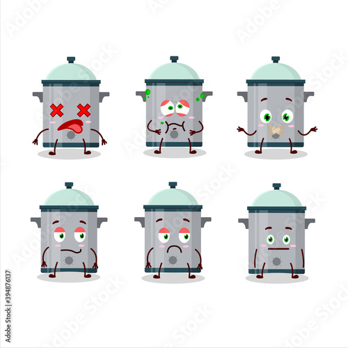 Cooking pan cartoon character with nope expression