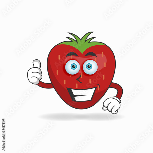 Strawberry mascot character with smile expression. vector illustration