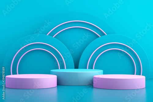 3d background for mock up podium for product presentation, blue background, 3d rendering