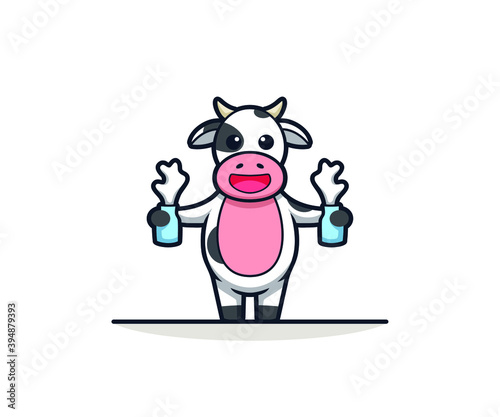 cartoon dairy cows character design vector illustration. cute mascot logo