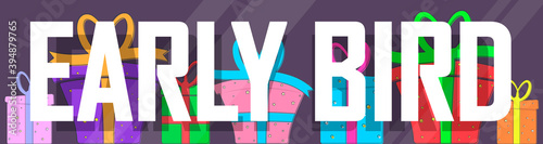 Early Bird Sale, web banner design template, discount horizontal poster, vector illustration