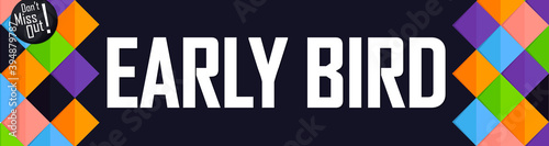 Early Bird Sale, web banner design template, discount horizontal poster, vector illustration
