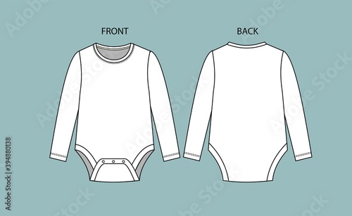 Baby Bodysuit Template. Baby Bodysuit front and back view.