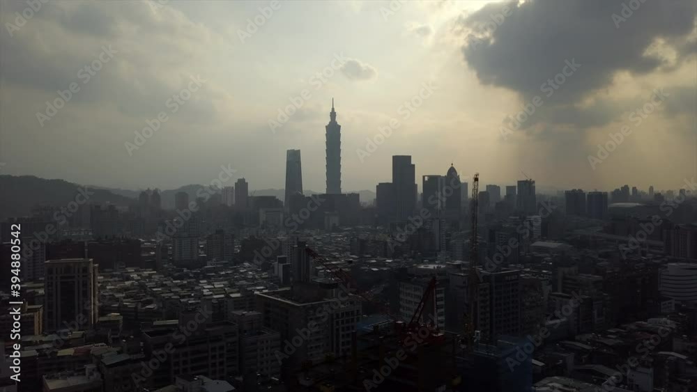 taiwan sunny day taipei city center high aerial panorama 4k taiwan sunny day taipei city center high aerial panorama 4k