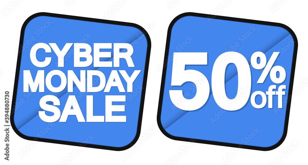 Cyber Monday Sale, 50% off, banners design template, discount tags, season offers, vector illustration Cyber Monday Sale, 50% off, banners design template, discount tags, season offers, vector illustration