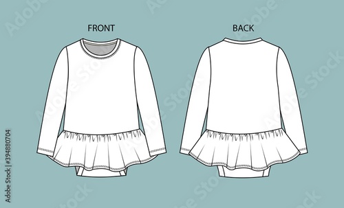 Baby Bodysuit Template. Baby Bodysuit front and back view.