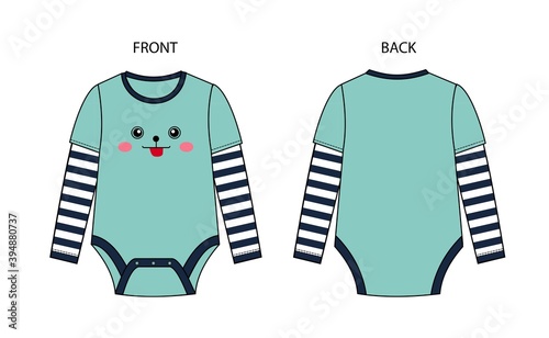 Baby Bodysuit Template. Baby Bodysuit front and back view.