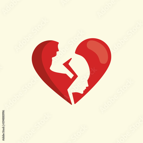 Broken Heart Man Woman Break Up Vector Illustration