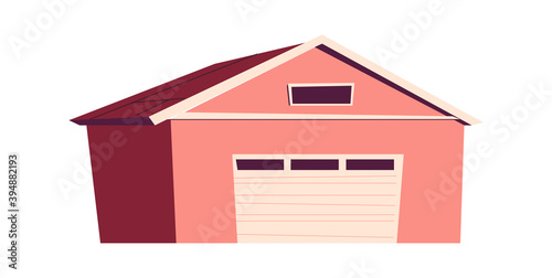 Building isolated, garage, shed cartoon vector illustration
