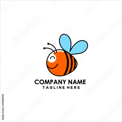 cute animal bee logo vector