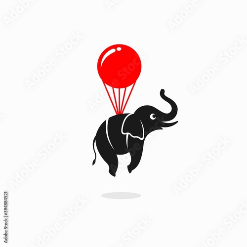 illustration of elephant flying with balloons