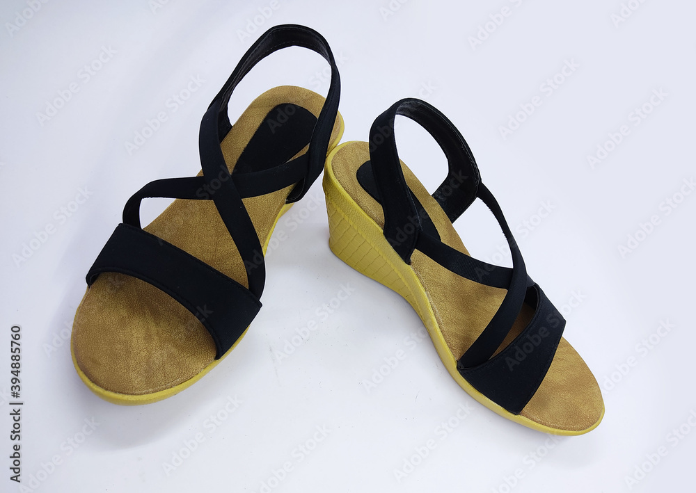 women's sandals shoes, ladies sandal, Female leather slippers, new pair of stylish brown high heels with cork soles, beautiful shoes for ladies on white background women's sandals shoes, ladies sandal, Female leather slippers, new pair of stylish brown high heels with cork soles, beautiful shoes for ladies on white background