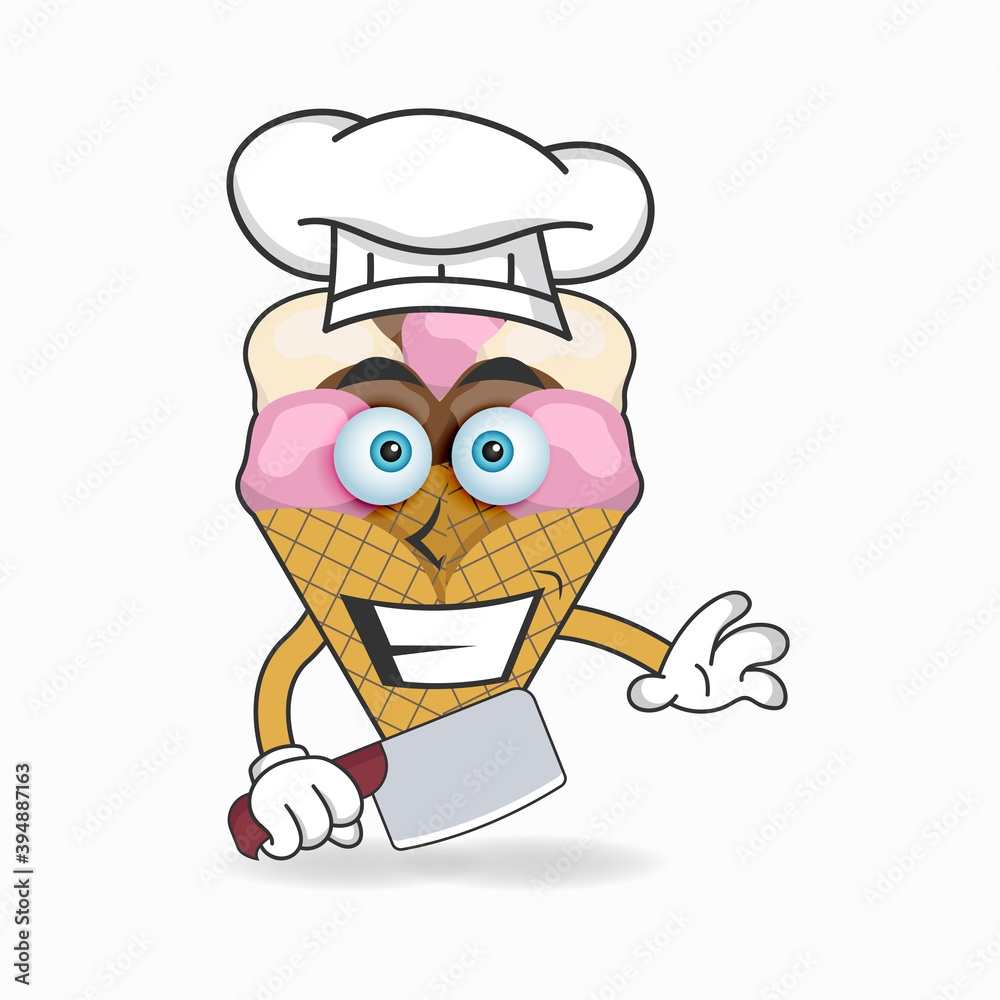 The Ice Cream mascot character becomes a chef. vector illustration