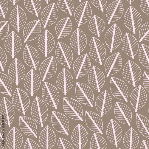 simple Doodle leaves seamless pattern,vector stylized leaves in Scandinavian style.background for postcards,textiles