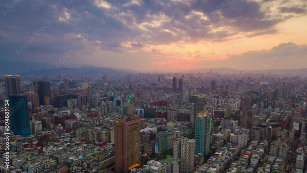 sunset time taipei cityscape aerial panorama 4k timelapse taiwan sunset time taipei cityscape aerial panorama 4k timelapse taiwan