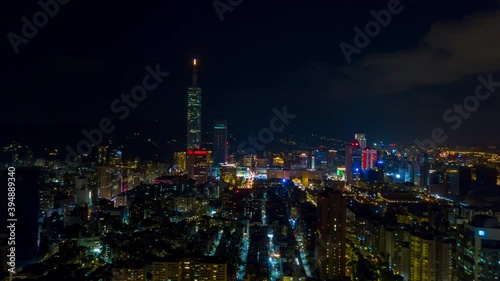 Wallpaper Mural night illuminated taipei cityscape famous tower aerial panorama 4k timelapse taiwan Torontodigital.ca