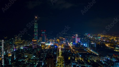 Wallpaper Mural night illuminated taipei cityscape famous tower aerial panorama 4k timelapse taiwan Torontodigital.ca