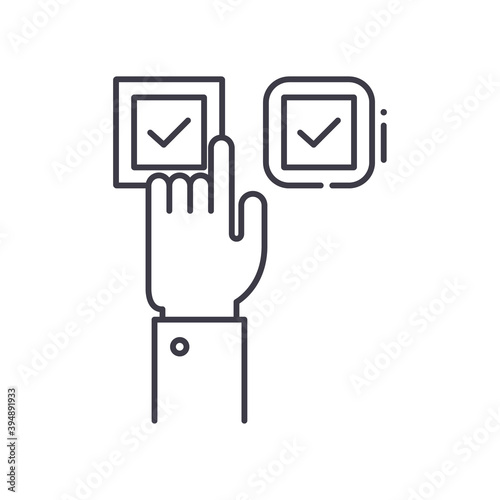 Pay per clicks icon, linear isolated illustration, thin line vector, web design sign, outline concept symbol with editable stroke on white background.