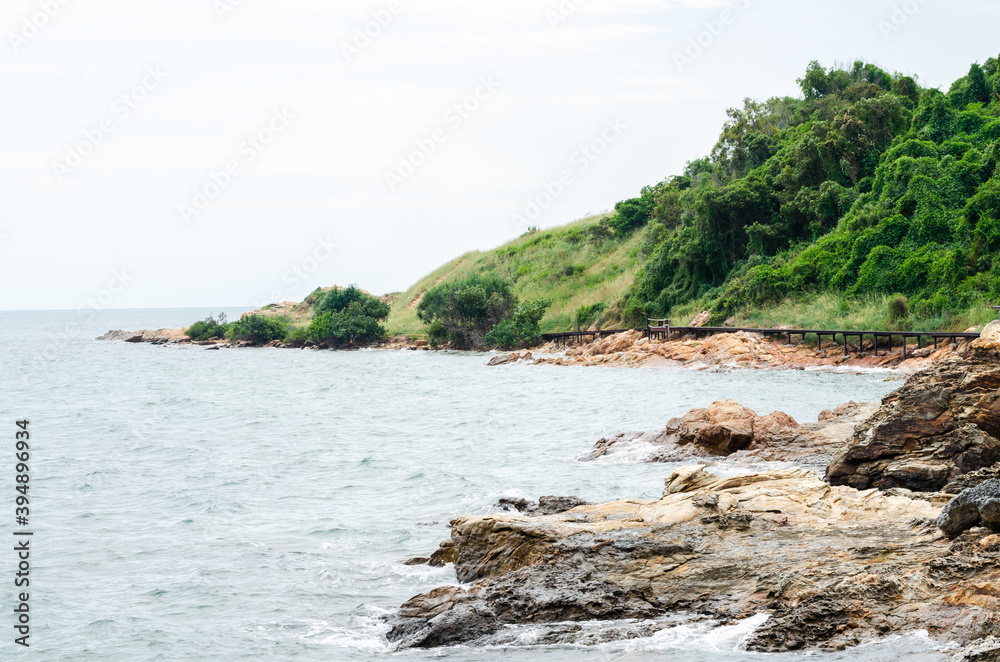 sea waves and rock coast, seascape in Thailand sea waves and rock coast, seascape in Thailand