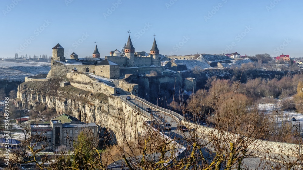 Castle bridge to Kamianets-Podilskyi fortress, Ukraine