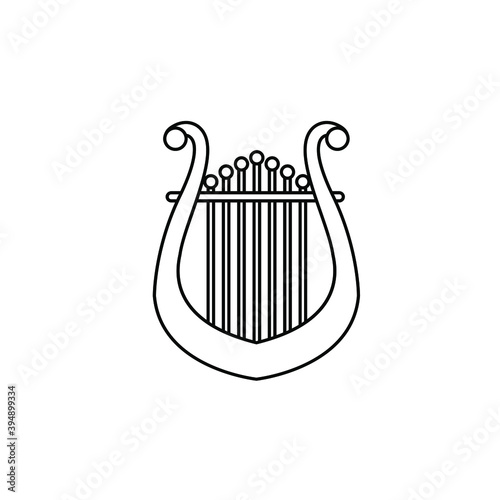  set collection luxury classic lyre mini harp line outline vector icon flat design isolated background
