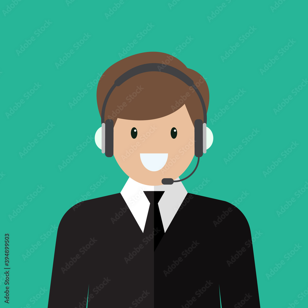 Businessman working in call center