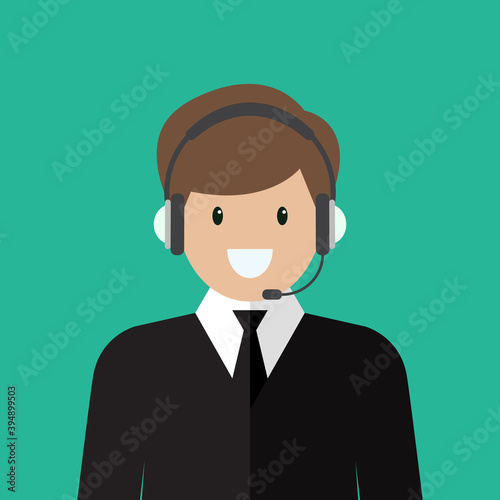 Businessman working in call center