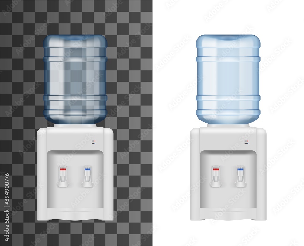 Vetor do Stock Bottled water dispenser or cooler realistic mockup