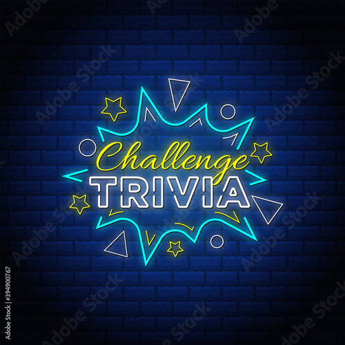 Trivia challenge neon signs text style.