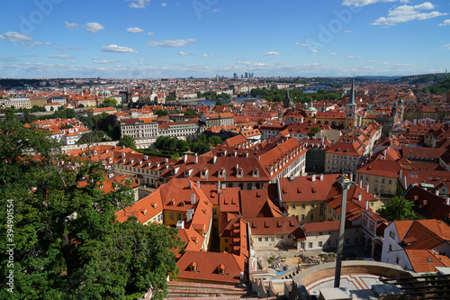 Prague city center panoramic aerial view from Prague Castle