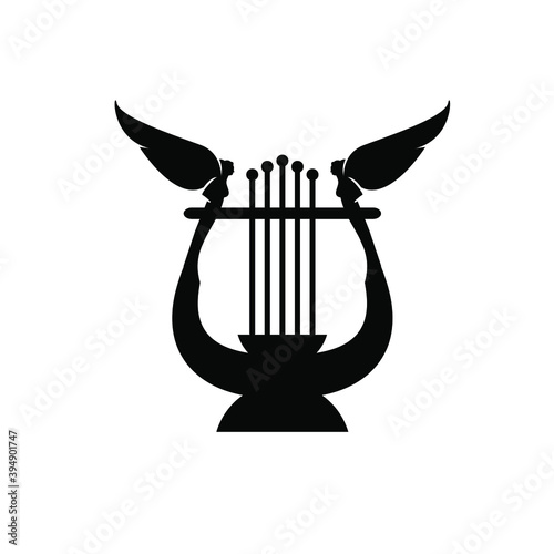 beautiful luxury classic angle lyre mini harp vector icon flat design isolated background