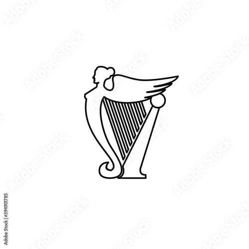 beautiful luxury classic angle harp line outline vector icon flat design isolated background