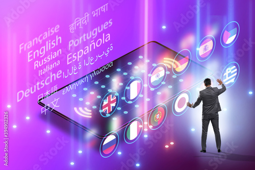 Concept of online foreign language translation and learning photo