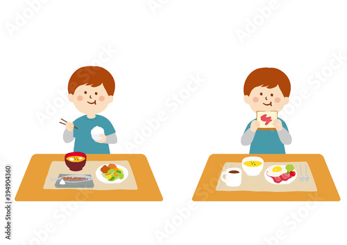 食事をする男の子