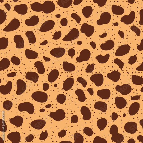 Leopard skin texture seamless pattern. Predator animal fashion fur print. Textile, wrapping paper, wallpaper, safari background design vector illustration