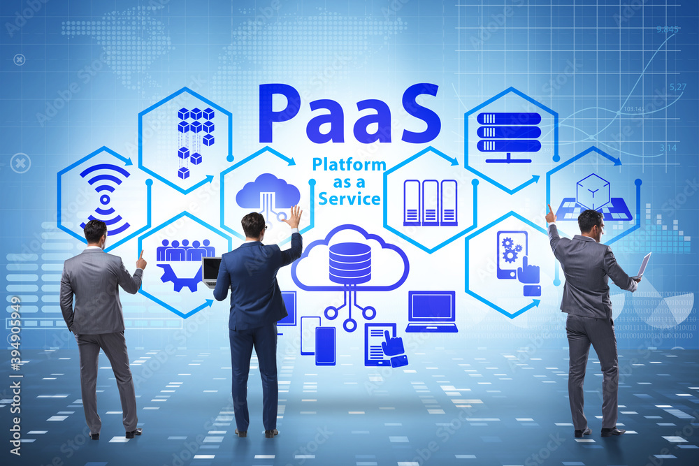Platform as a service concept with businessman Platform as a service concept with businessman