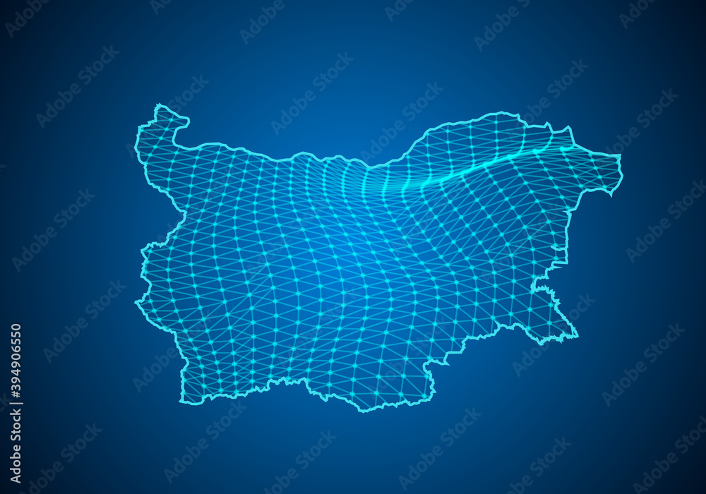 Abstract digital map of bulgaria with particles dots and line. polygonal network business. Wireframe landscape background. Big Data. 3d futuristic. Global network connection. Abstract digital map of bulgaria with particles dots and line. polygonal network business. Wireframe landscape background. Big Data. 3d futuristic. Global network connection.