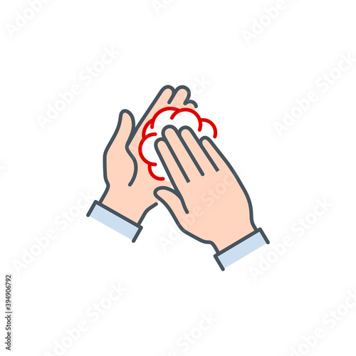 wash your hands thoroughly with soap and water single line icon isolated on white. outline symbol clean palms Coronavirus Covid 19 banner wash hands Quality element with editable Stroke line thickness