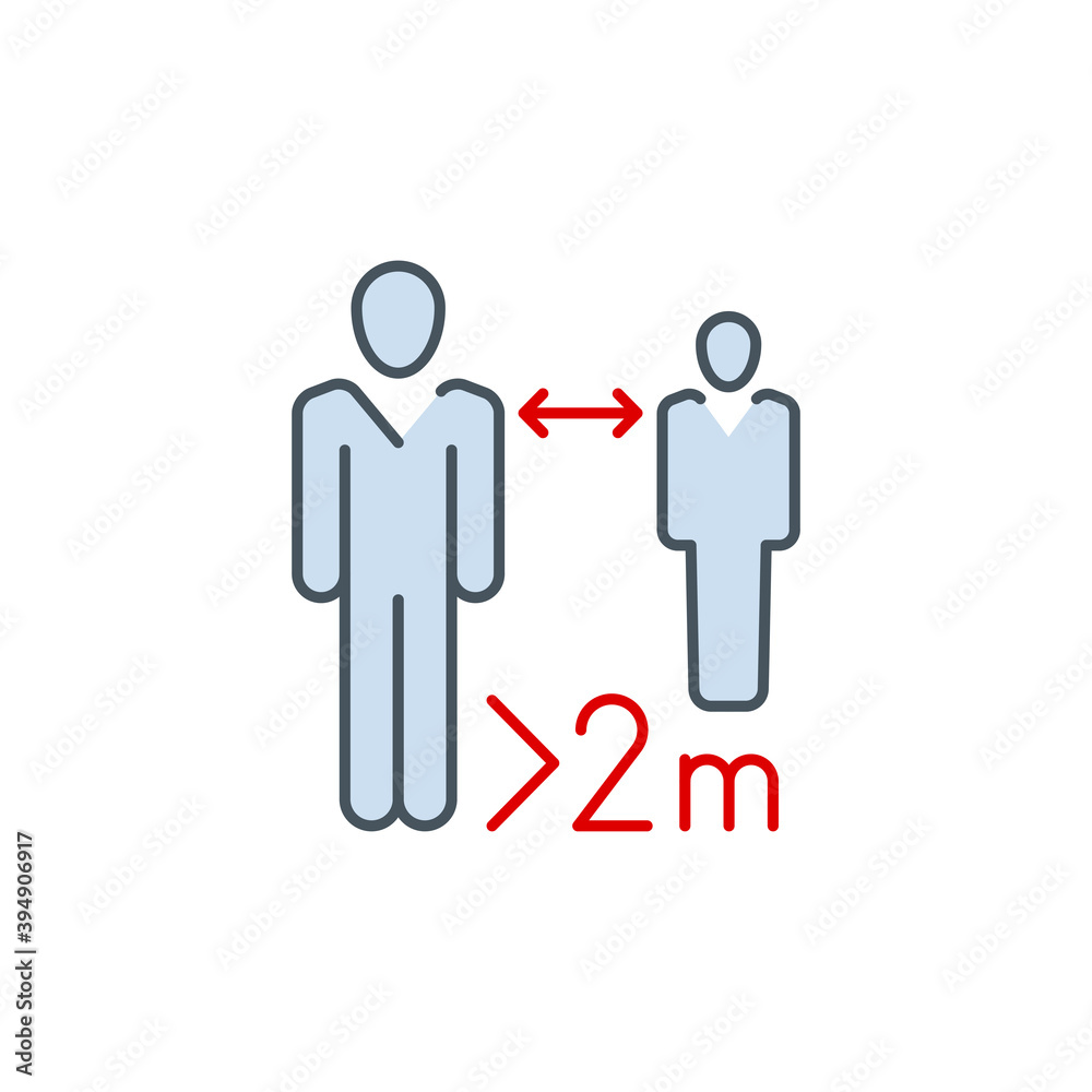 keep your distance single line icon isolated on white. Perfect outline symbol Prevention Coronavirus Covid pandemic quarantine banner. design warning element don't walk, stay home with editable Stroke keep your distance single line icon isolated on white. Perfect outline symbol Prevention Coronavirus Covid pandemic quarantine banner. design warning element don't walk, stay home with editable Stroke