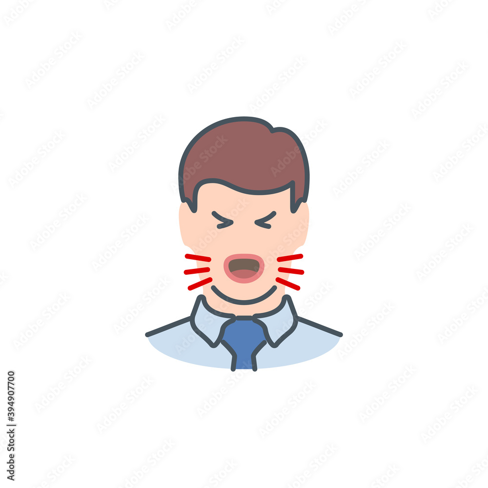 head of sick man coughing without a mask single line icon isolated on white. Perfect outline symbol Signs and symptoms Coronavirus Covid 19 pandemic banner. Quality design element with editable Stroke head of sick man coughing without a mask single line icon isolated on white. Perfect outline symbol Signs and symptoms Coronavirus Covid 19 pandemic banner. Quality design element with editable Stroke