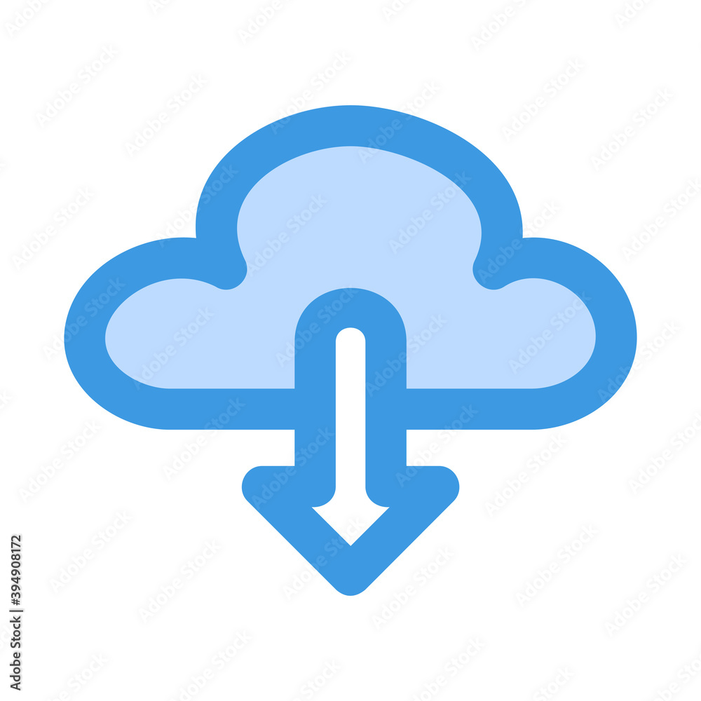 Cloud Download icon icon vector illustration in blue style for any projects Cloud Download icon icon vector illustration in blue style for any projects