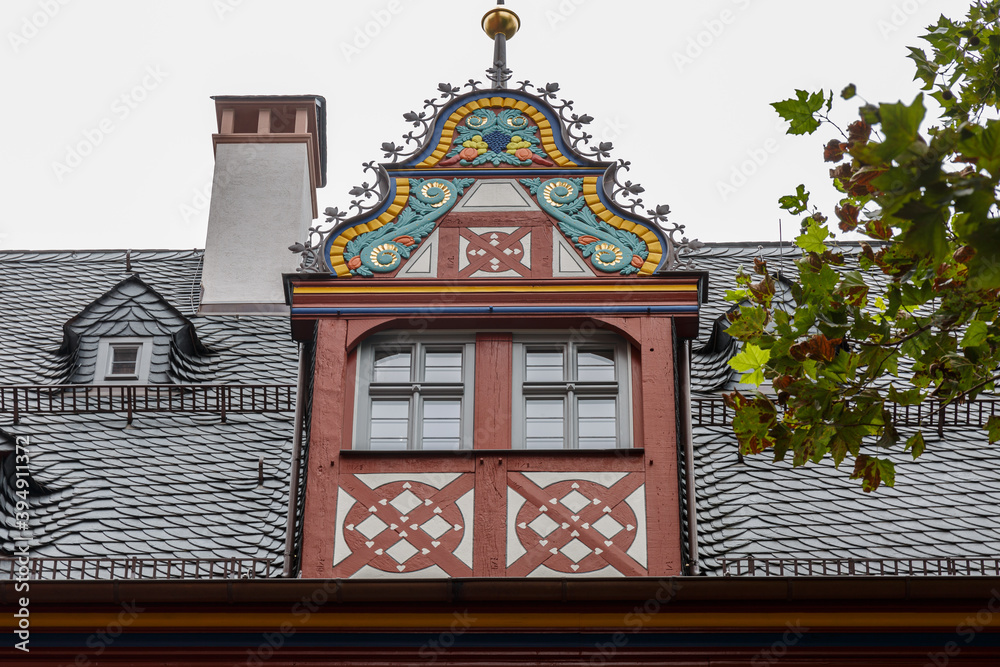 Obraz premium Exterior of old house in timber framing style